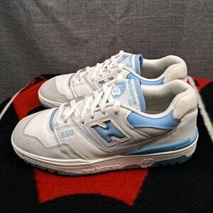 New Balance 550 White and Blue Athletic Shoes